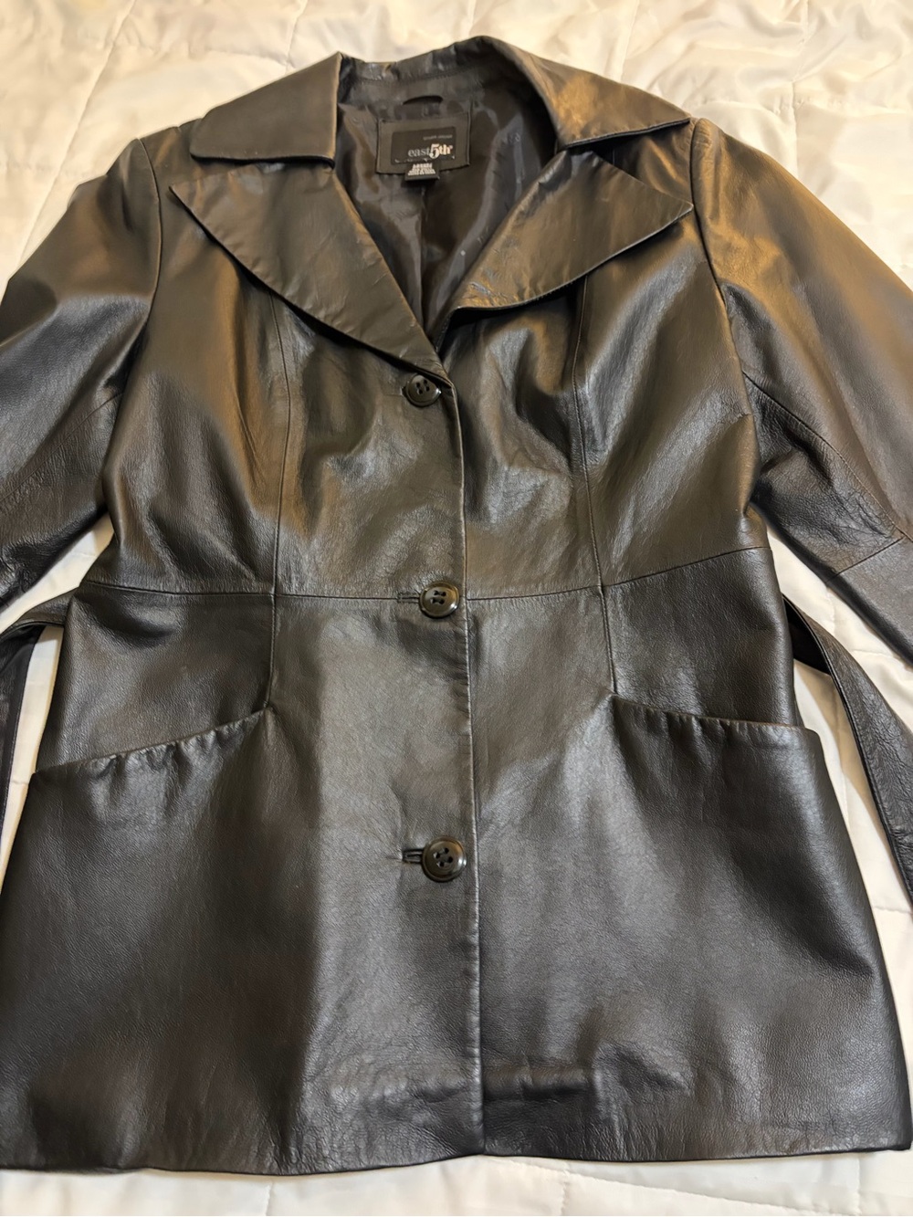 Vintage Leather Jacket with Detachable Belt